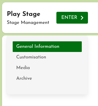 Stage management menu