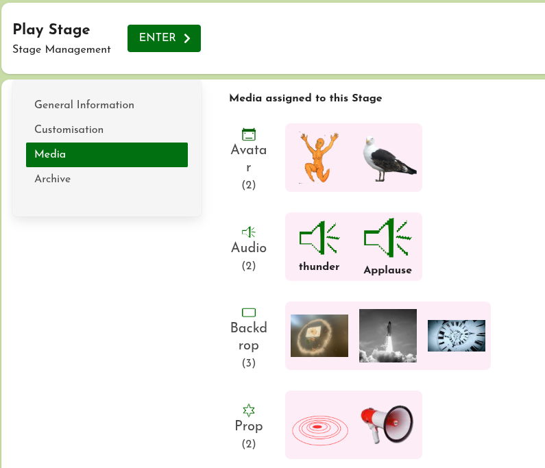 Stage Management - reorder media interface