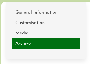 Stage Management menu - Archive