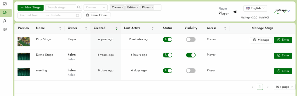 Stages list screenshot