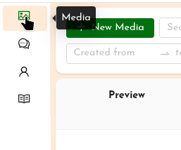 Menu showing Media section